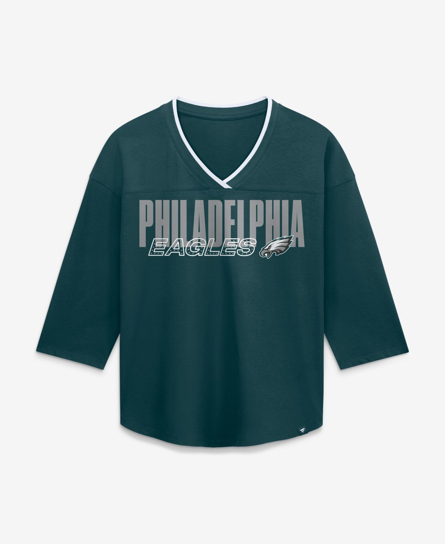 Women's Philadelphia Eagles Team First Deceptive Juke 3/4-Sleeve V-Neck T-Shirt
