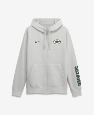 Men's Gray Green Bay Packers Cool Down Club Full-Zip Hoodie