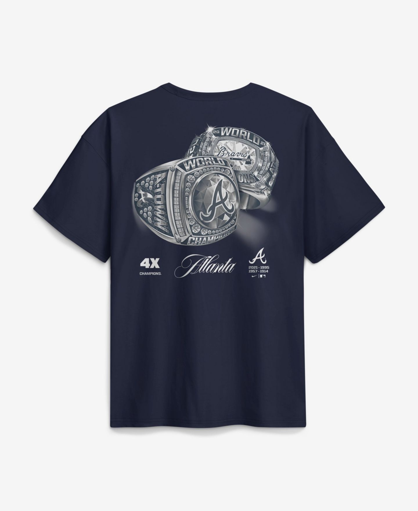 Мужская футболка Nike Navy Atlanta Braves 4x Champions Rings Local Max90 — фото 2
