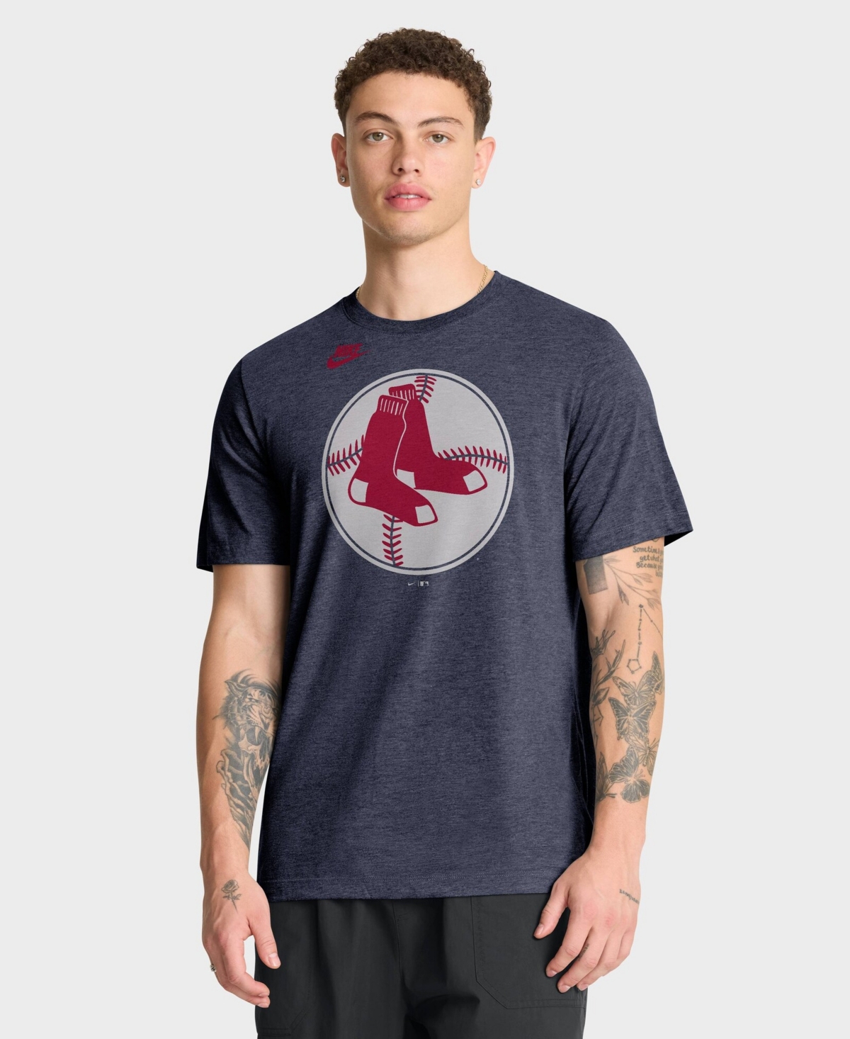 Nike Men's Heather Navy Boston Red Sox Cooperstown Logo Tri-Blend T-Shirt