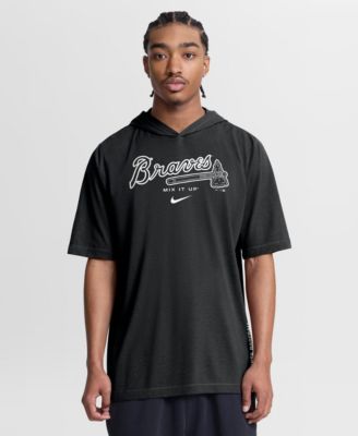 Men's Black Atlanta Braves Arched Wordmark Tri-Blend Hooded T-Shirt