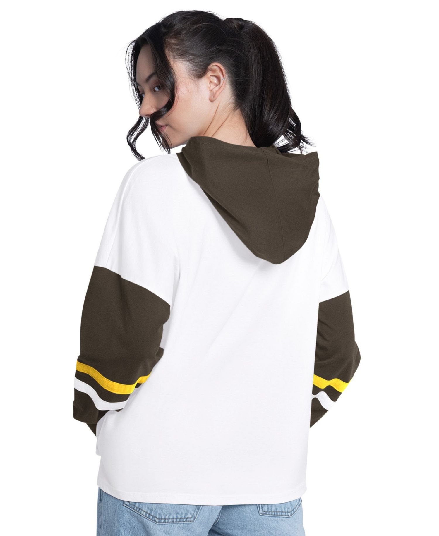 Women's San Diego Padres Key Player Oversized Colorblock Long-Sleeve Hooded T-Shirt