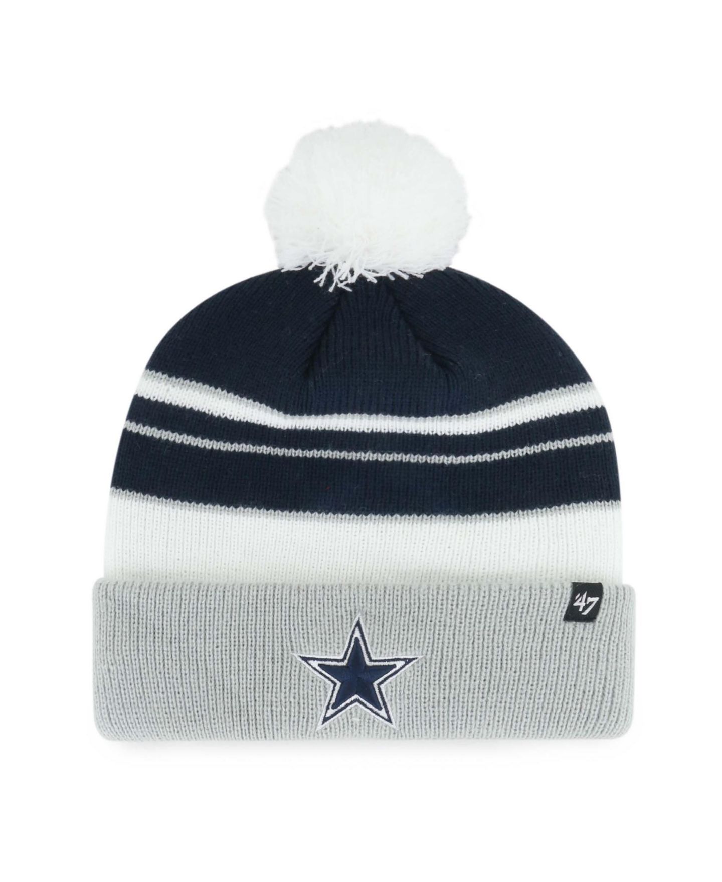 Детская шапка '47 Brand Navy Dallas Cowboys Peewee Cuffed Knit Hat with Pom — фото 1