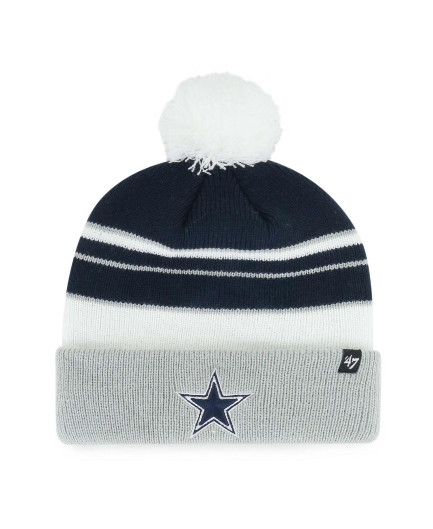 Big Boys and Girls Navy Dallas Cowboys Peewee Cuffed Knit Hat with Pom
