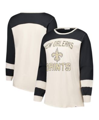 Plus Size New Orleans Saints Double Header Curve Toni Dropped-Shoulder Distressed Graphics Long Sleeve T-Shirt