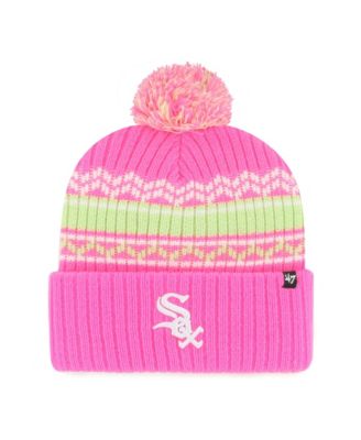 Big Boys and Girls Pink Chicago White Sox Polar Vortex Cuffed Knit Hat with Pom
