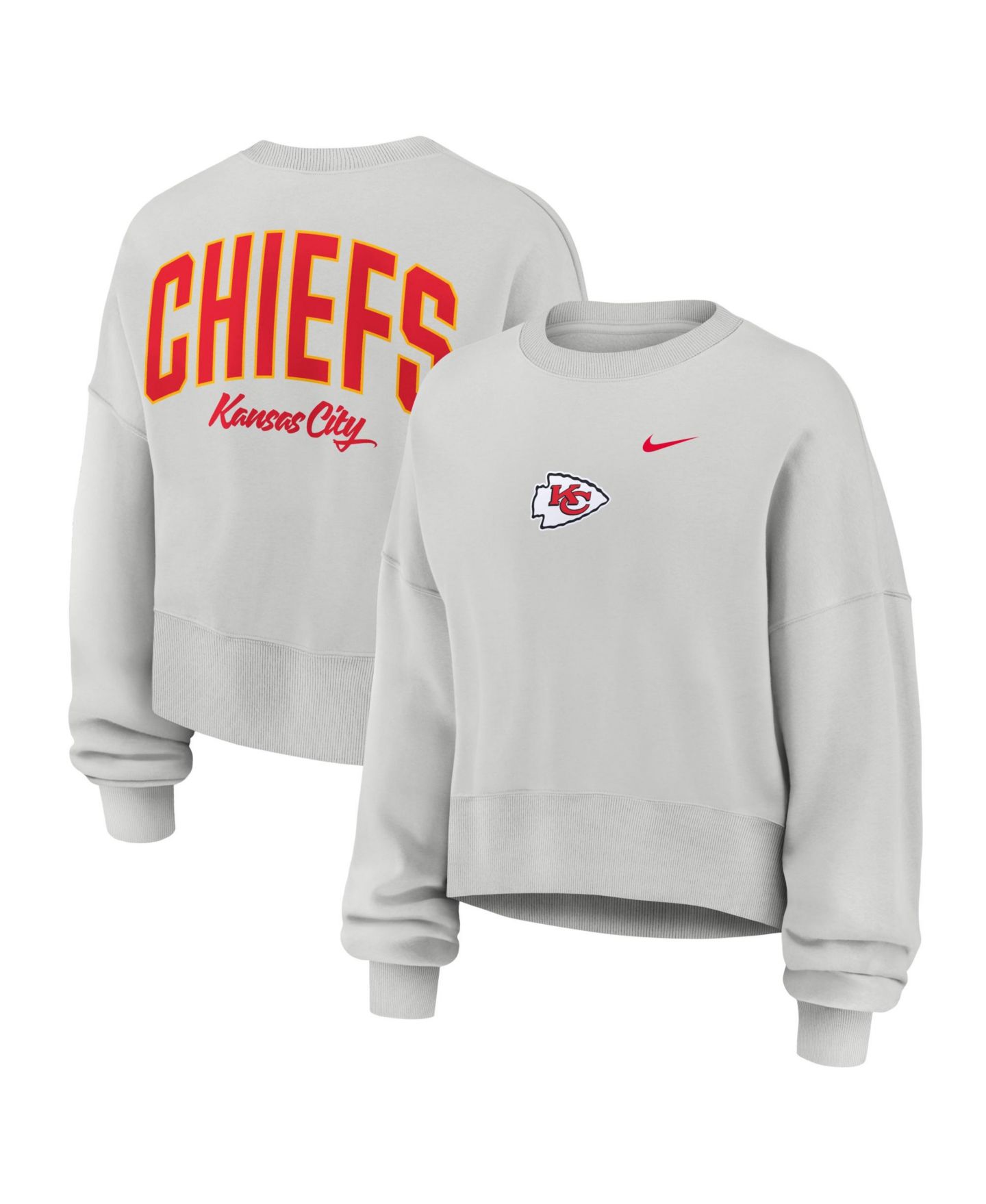 Женский свитшот Nike Gray Kansas City Chiefs Oversized Primetime Phoenix Fleece — фото 1