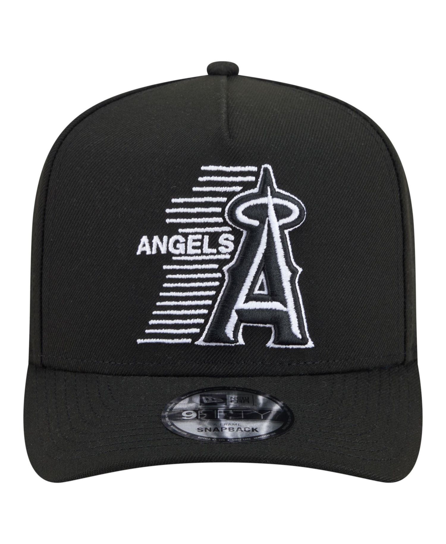 Men's Black Los Angeles Angels Motion A-Frame 9FIFTY Snapback Hat