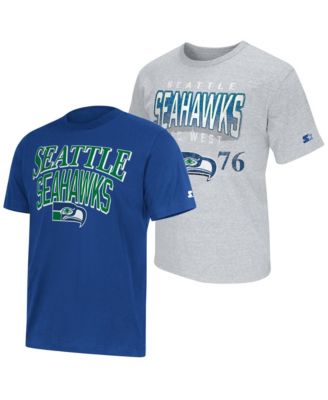 Men's Royal/Heather Gray Seattle Seahawks Two-Pack Throwback Logo T-Shirt Set