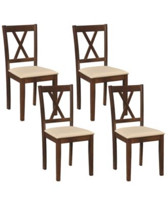 Wooden Dining Chair with Rubber Wood Frame, Curved Backrest for Dining Room