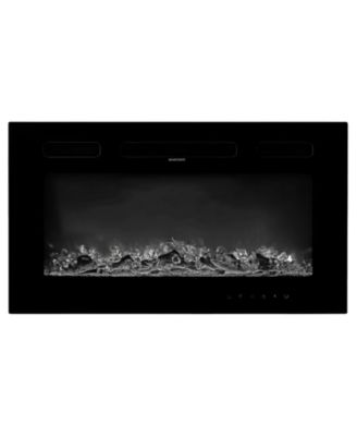 Electric Fireplace Wall Mounted 1500W with Adjustable Flame, Remote and Overheat Protection
