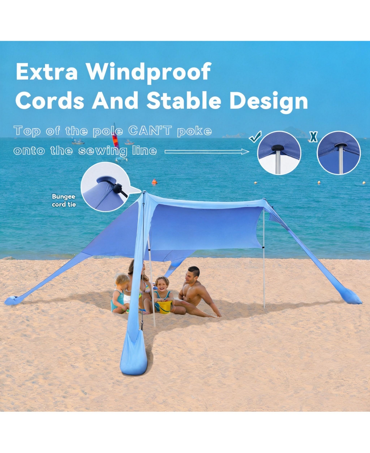 Aofar Beach Tent Sun Shelter Portable Shade Sandbags Camping Fishing Picnic