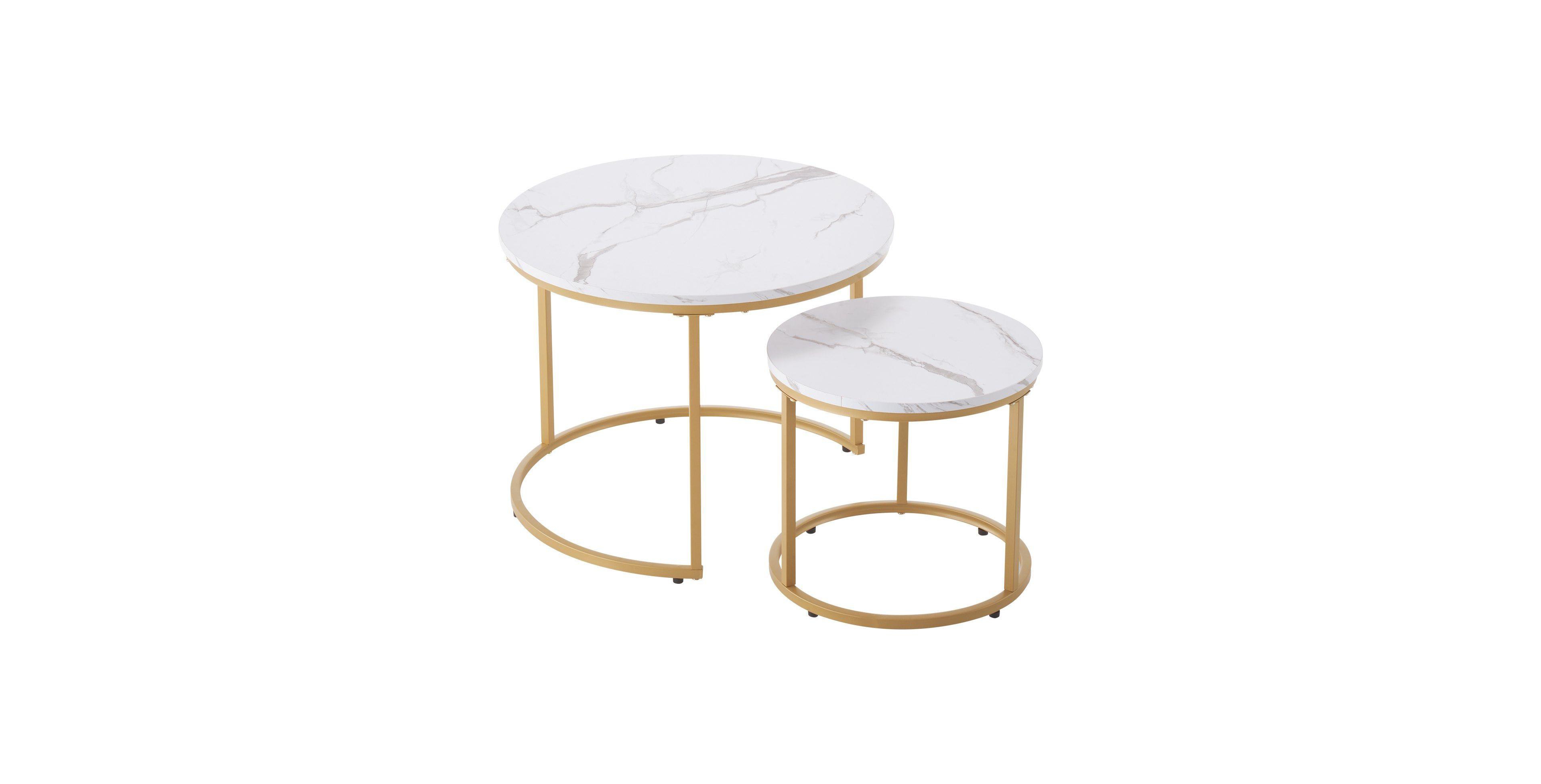 Slickblue Vintage Nesting Coffee Tables Set of 2, Round Center Tables with Sturdy Steel Frame