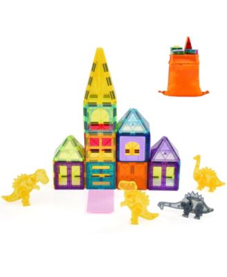 Dinosaur Magnetic Tiles 56-Piece Building Set, Ages 3+