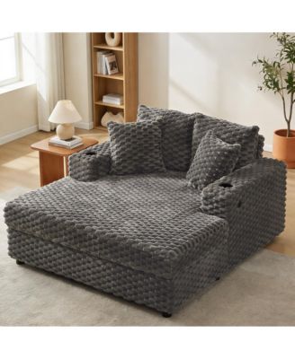 60" Cozy Reading Chair: Soft upholstered chair with armrests and pillows, converts to a sleeper sofa bed. Perfect for small spaces.