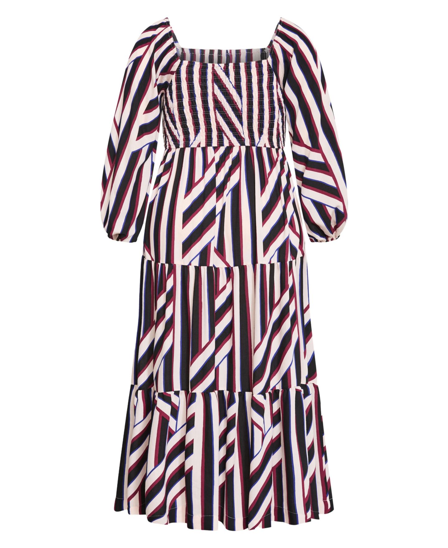 Женское платье CITY CHIC Plus Size Long-Sleeve Stripe Shirred Maxi, цвет: Полосатый — фото 5