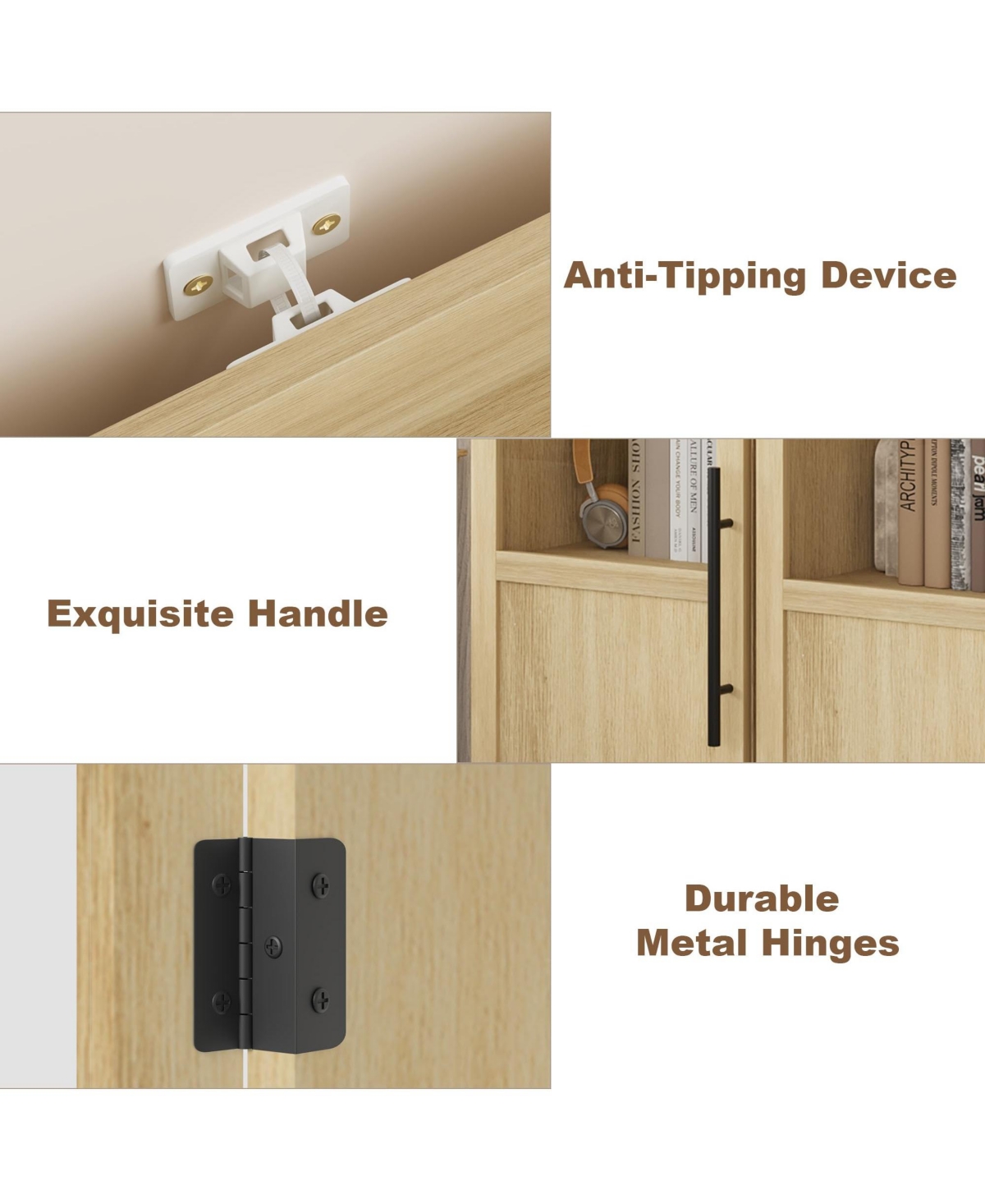 homfan Tall Bathroom Cabinet with Glass Door and Open Shelves, Narrow Storage for Bathroom, Living Room, Kitchen
