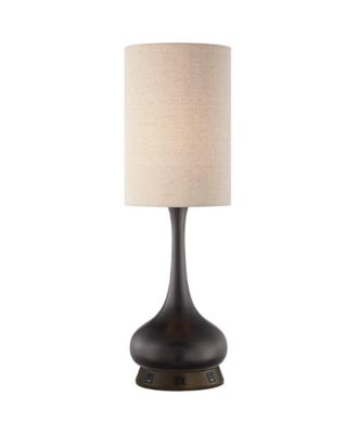 360 Lighting Modern Table Lamp with USB and AC Power Outlet Workstation Charging Base 24.5" High  Droplet Living Room Desk Office