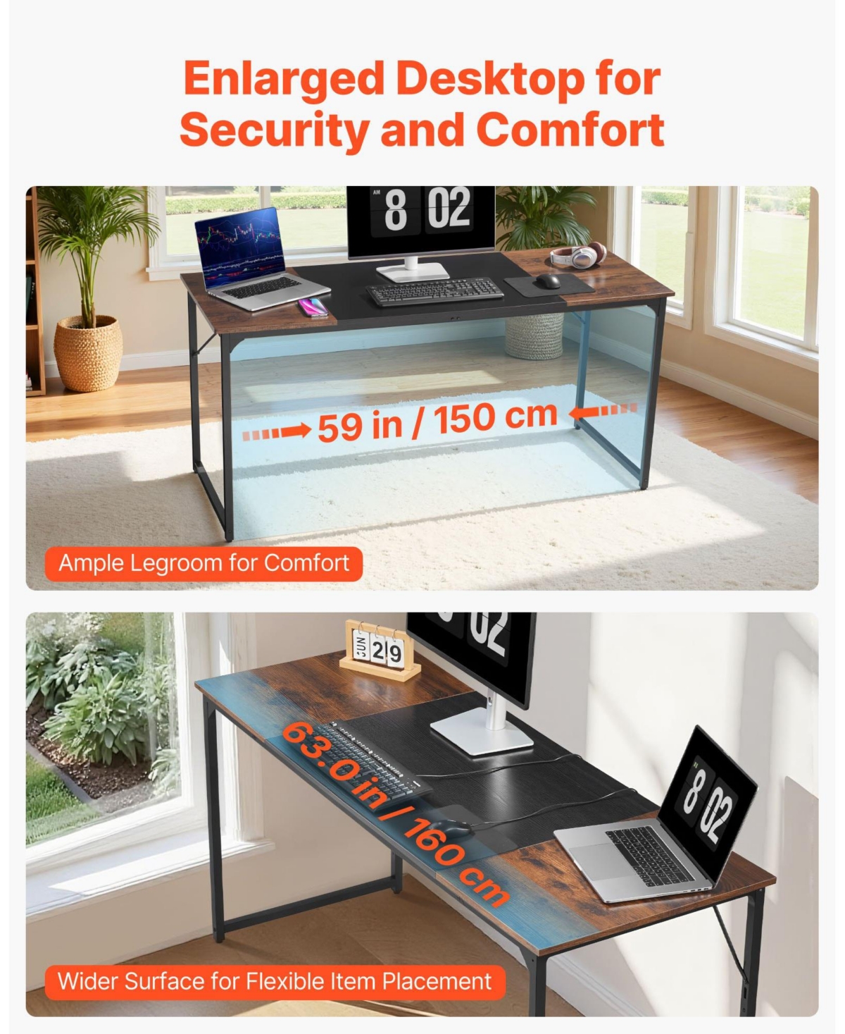 Gouun Computer Desk with Carbon Steel Frame