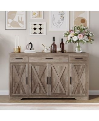 55" Farmhouse Sideboard Buffet Cabinet with 3 Drawers