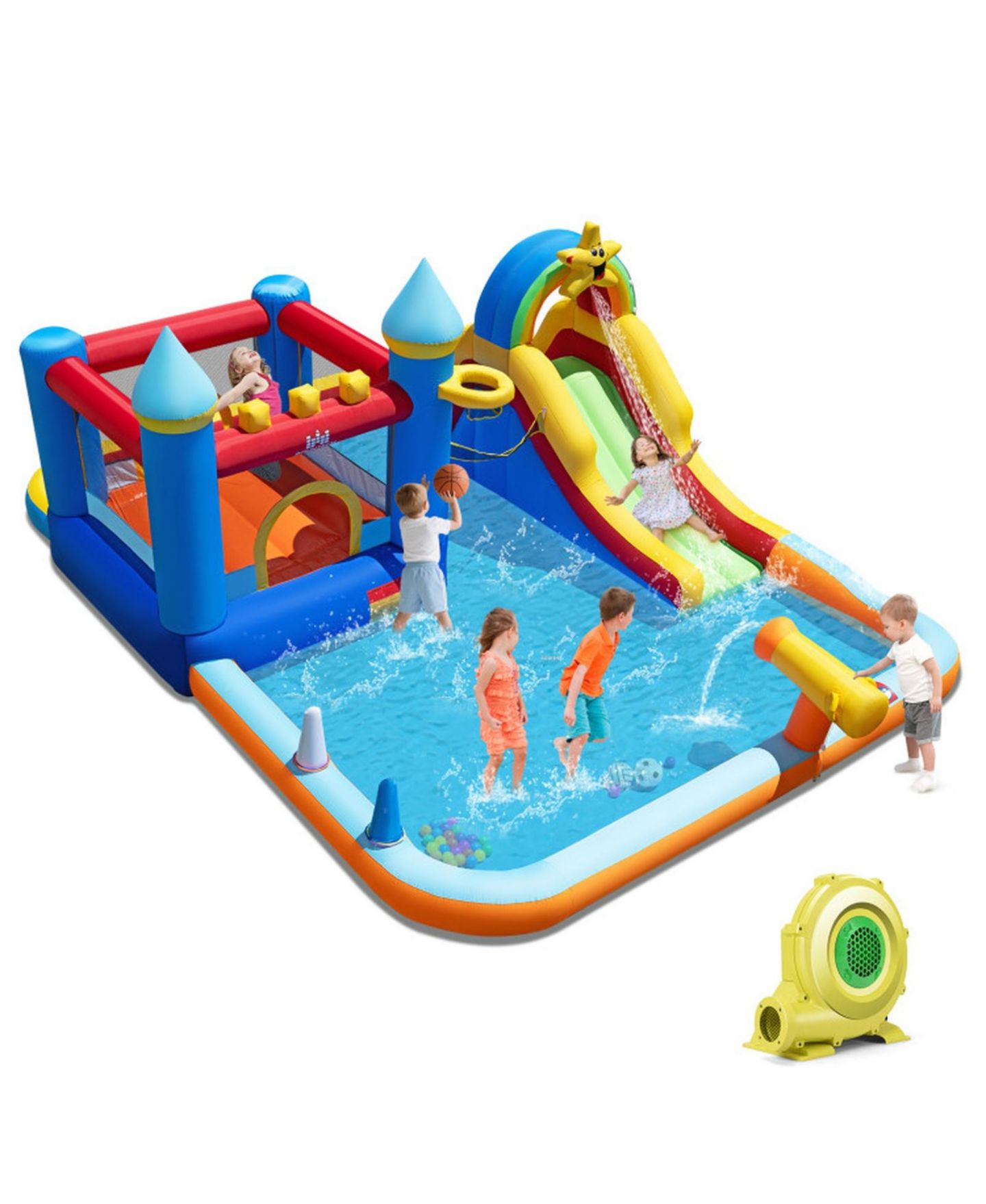 Детская игрушка HONGGE 193" x 142" x 83" Water Slide Bounce House with Climbing Wall, Supports 4 Children, Ages 3-12, цвет: Синий — фото 2