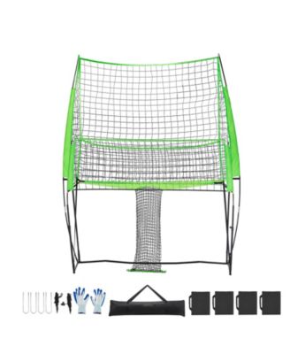 Height Adjustable Volleyball Training Net System 8 x 11 ft with Ball Return for Serving and Spiking Practice