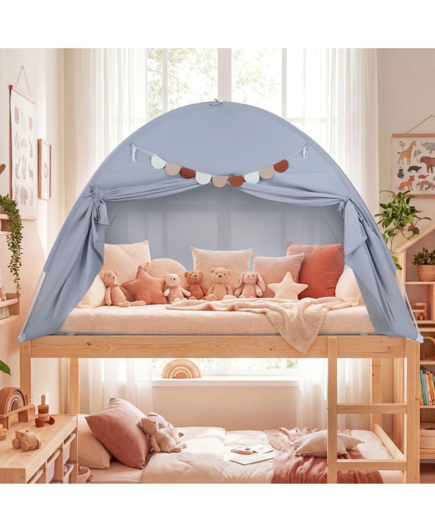 Детская игрушка HONGGE Machine-Washable Indoor Twin-Size Canopy Tent, Ages 3+, цвет: Меланжевый серый — фото 9