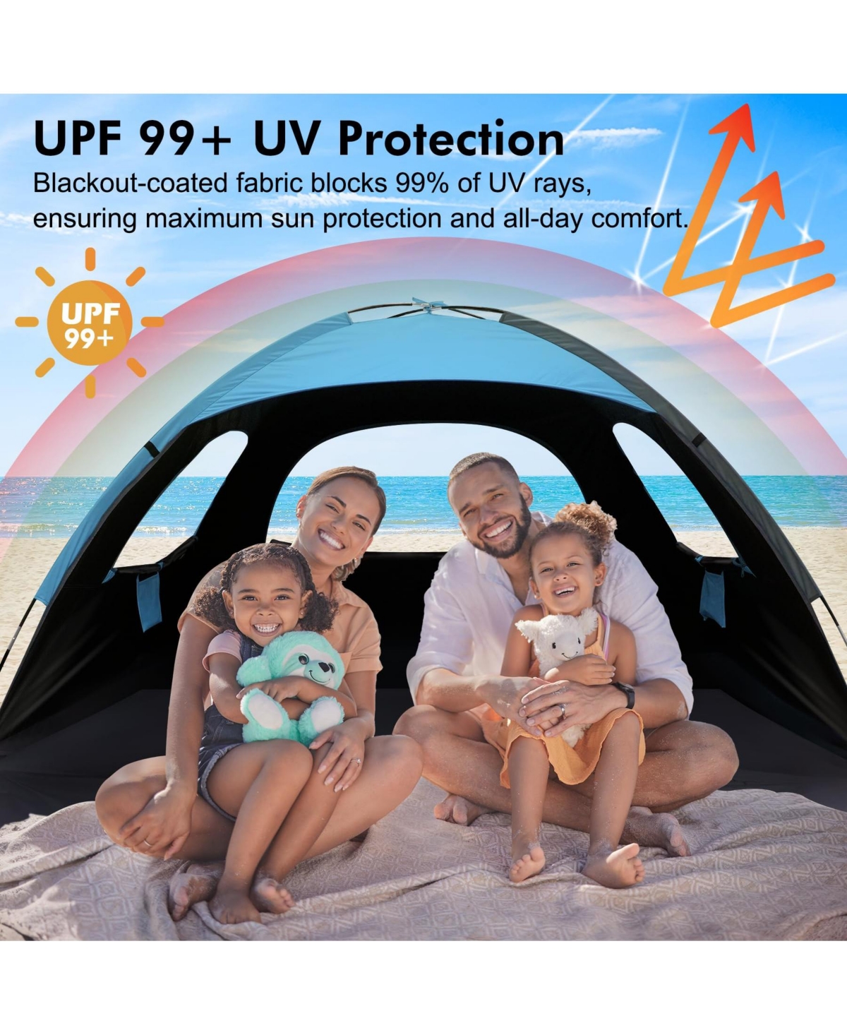 Aofar Beach Tent Sun Shade Shelter Extendable Floor Mesh Windows
