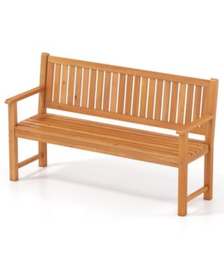 3-Seater Outdoor Wooden Bench 59 Inch Large Garden Bench with Backrest