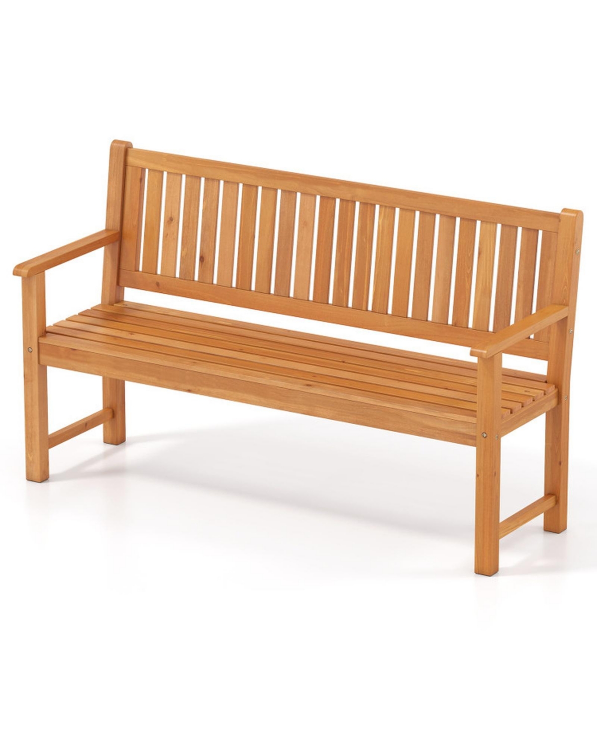 Sugift 3-Seater Outdoor Wooden Bench 59 Inch Large Garden Bench with Backrest