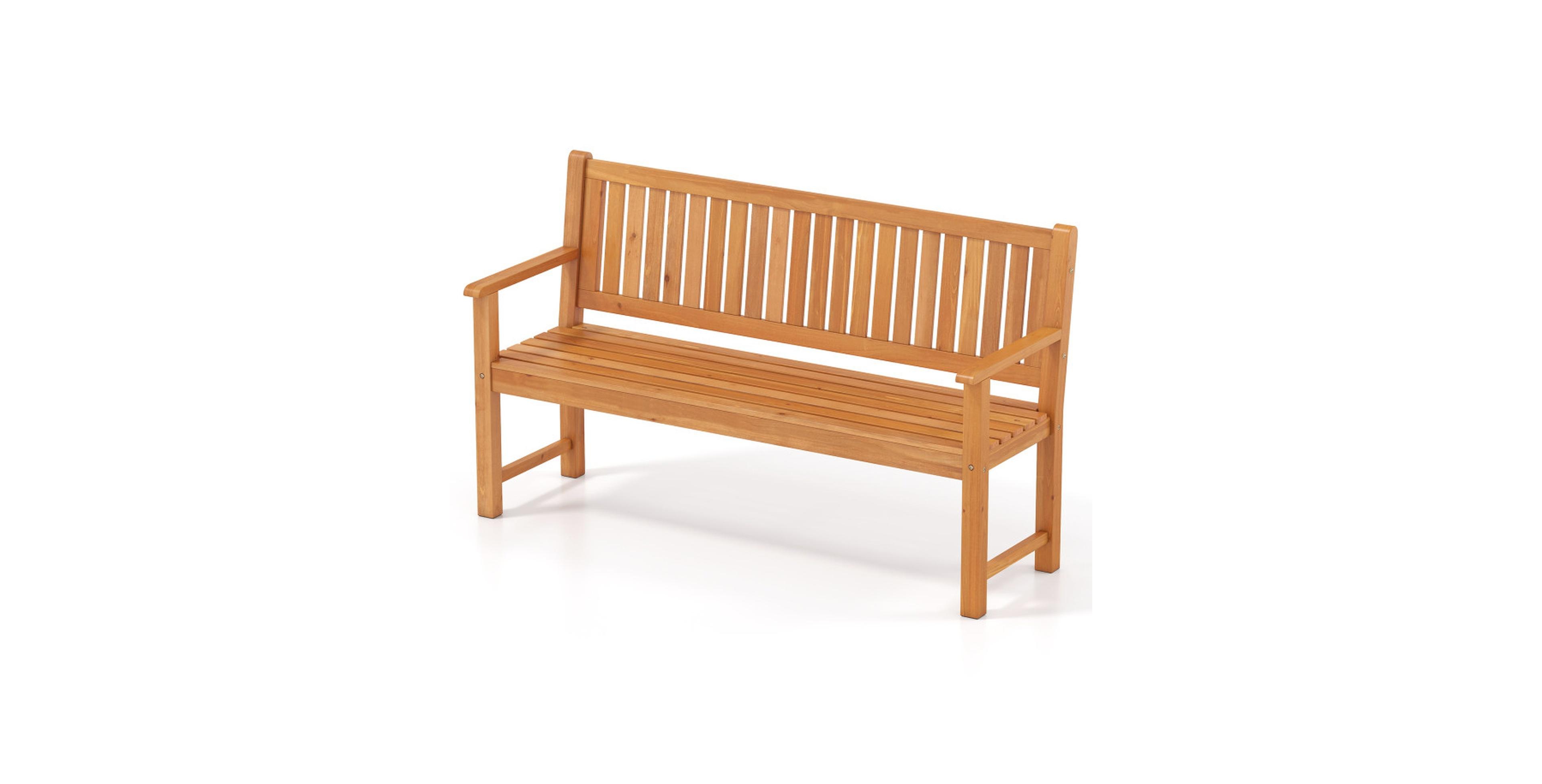 Sugift 3-Seater Outdoor Wooden Bench 59 Inch Large Garden Bench with Backrest