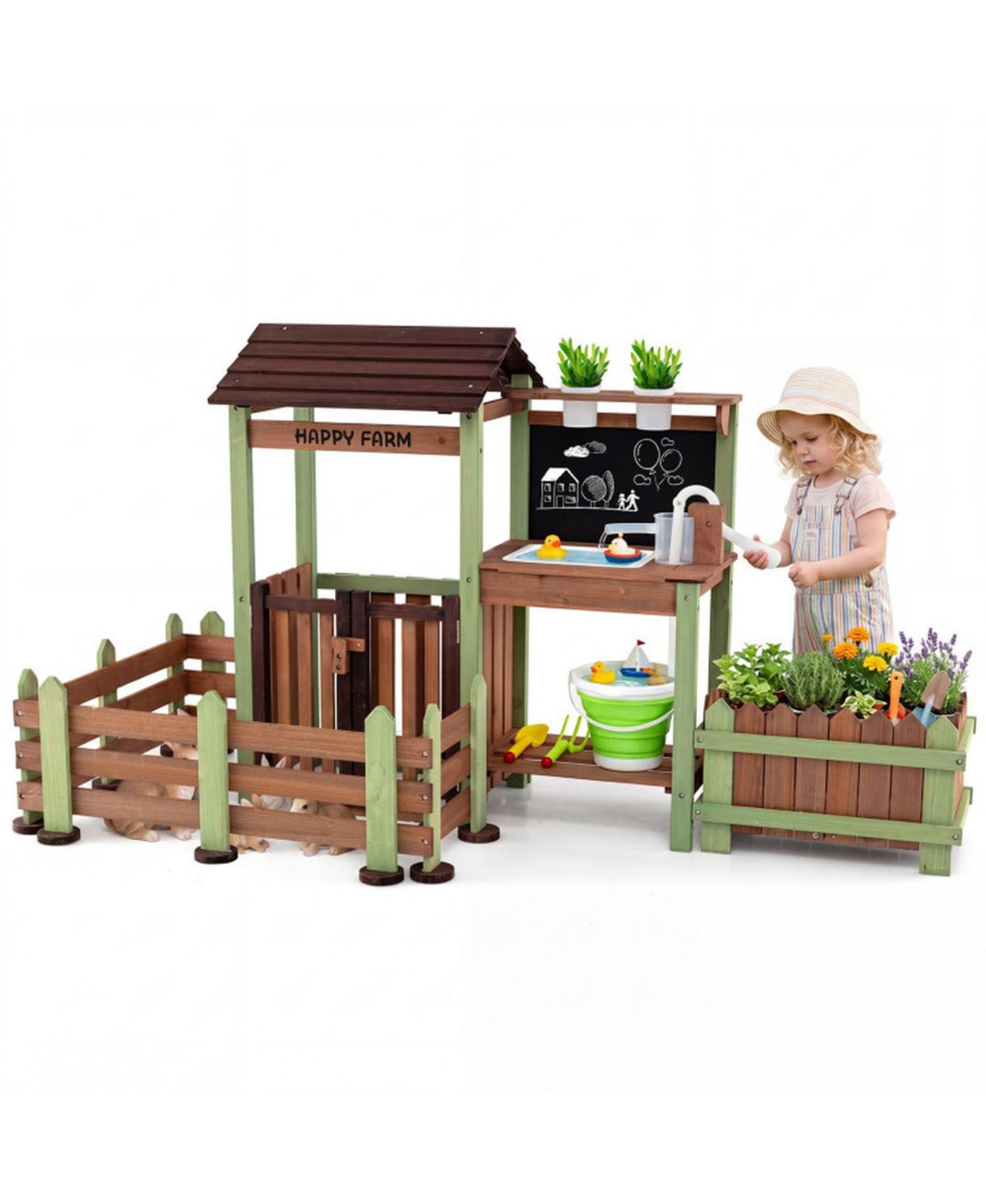 Детский игровой набор SUGIFT Mud Farm Fir Wood Planter Box Playset, Ages 3+, цвет: Коричневый — фото 10