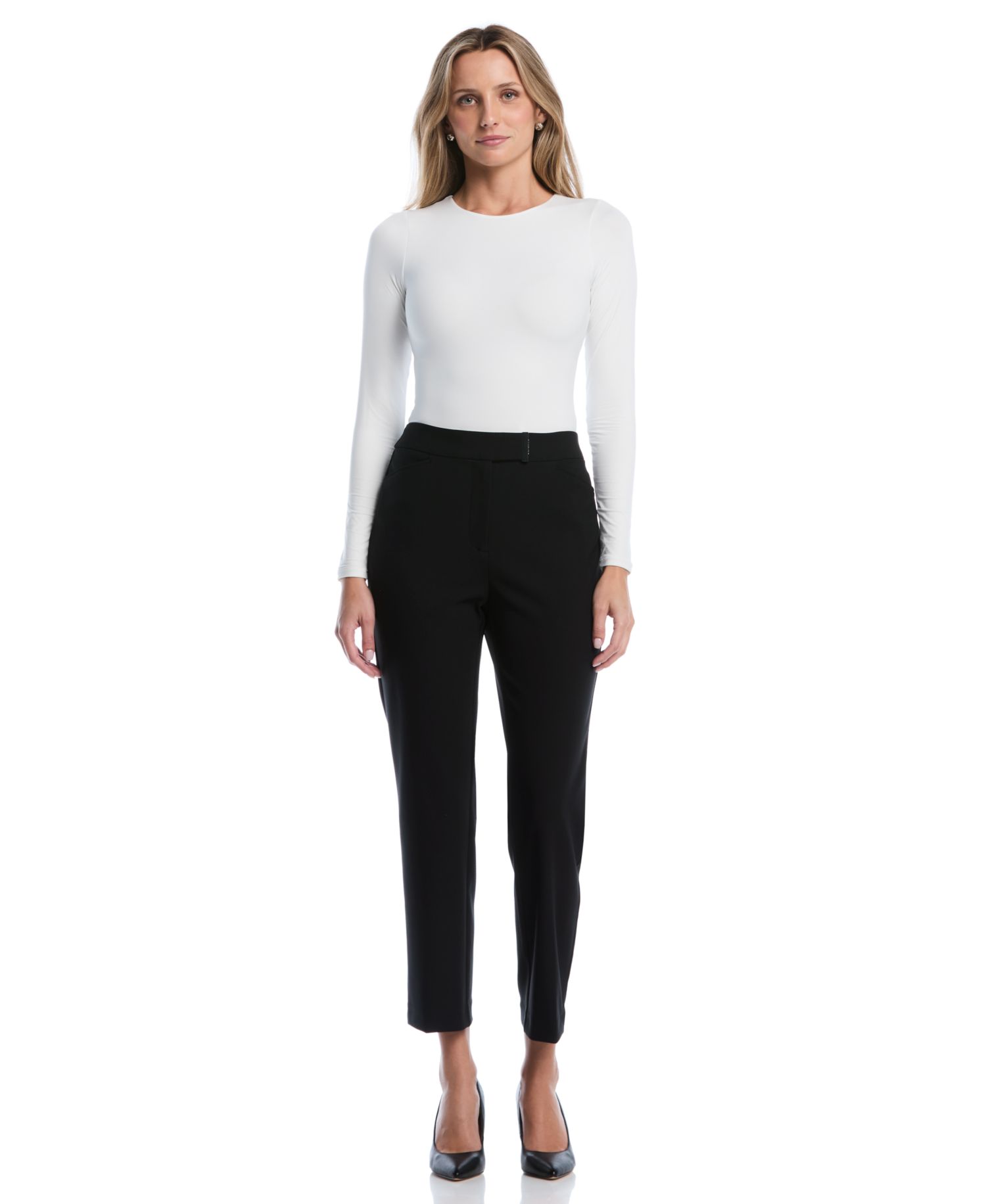 Petite Extended Tab Straight-Leg Ankle Pants