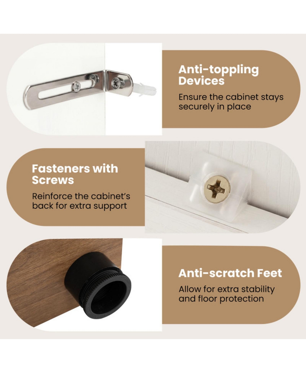 Sugift Wooden Sideboard Buffet Cabinet with Storage Kitchen Cabinet with Drawers and 2 Shelves