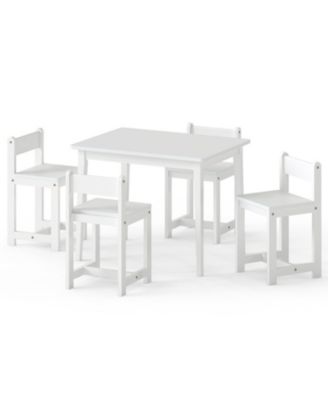 5-Piece Kids Solid Rubber Wood Table and Chairs Set Toddler Activity Table