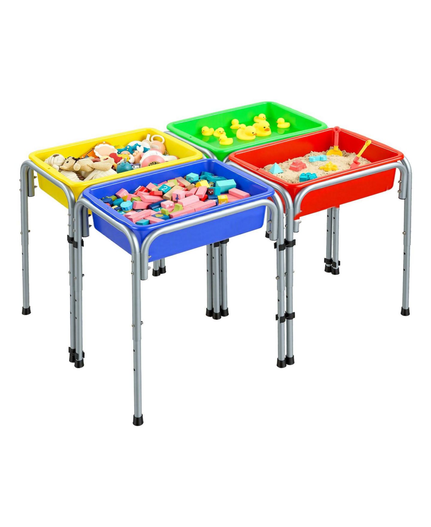 Детские игрушки HONGGE 4 Station Height-Adjustable Sand and Water Play Table, 4-Piece, Ages 3-6, цвет: Серебристый — фото 9
