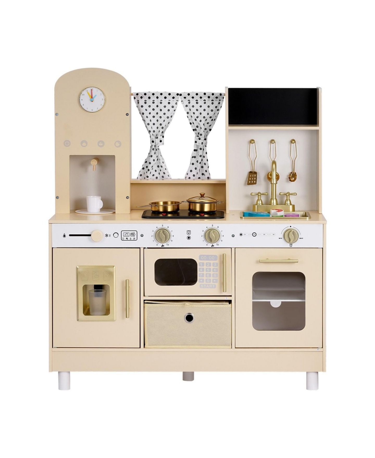 Детские игрушки HONGGE Realistic Lights and Sounds Wooden Play Kitchen, 12-Piece, Ages 3+, цвет: Белый — фото 2