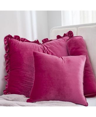 Rainha Velvet Dutch Ruffled, Euro and Bolster Pillow Set