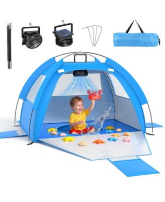 Beach Tent Solar Fan Anti-UV Sun Shelter Portable Shade Play Ceiling