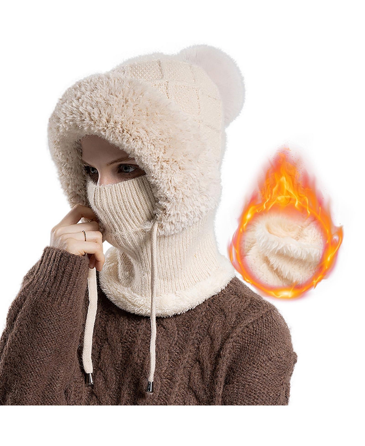 Piscifun Balaclava Ski Hat Windproof Face Cover Warm Outdoor Winter Gear - Beige