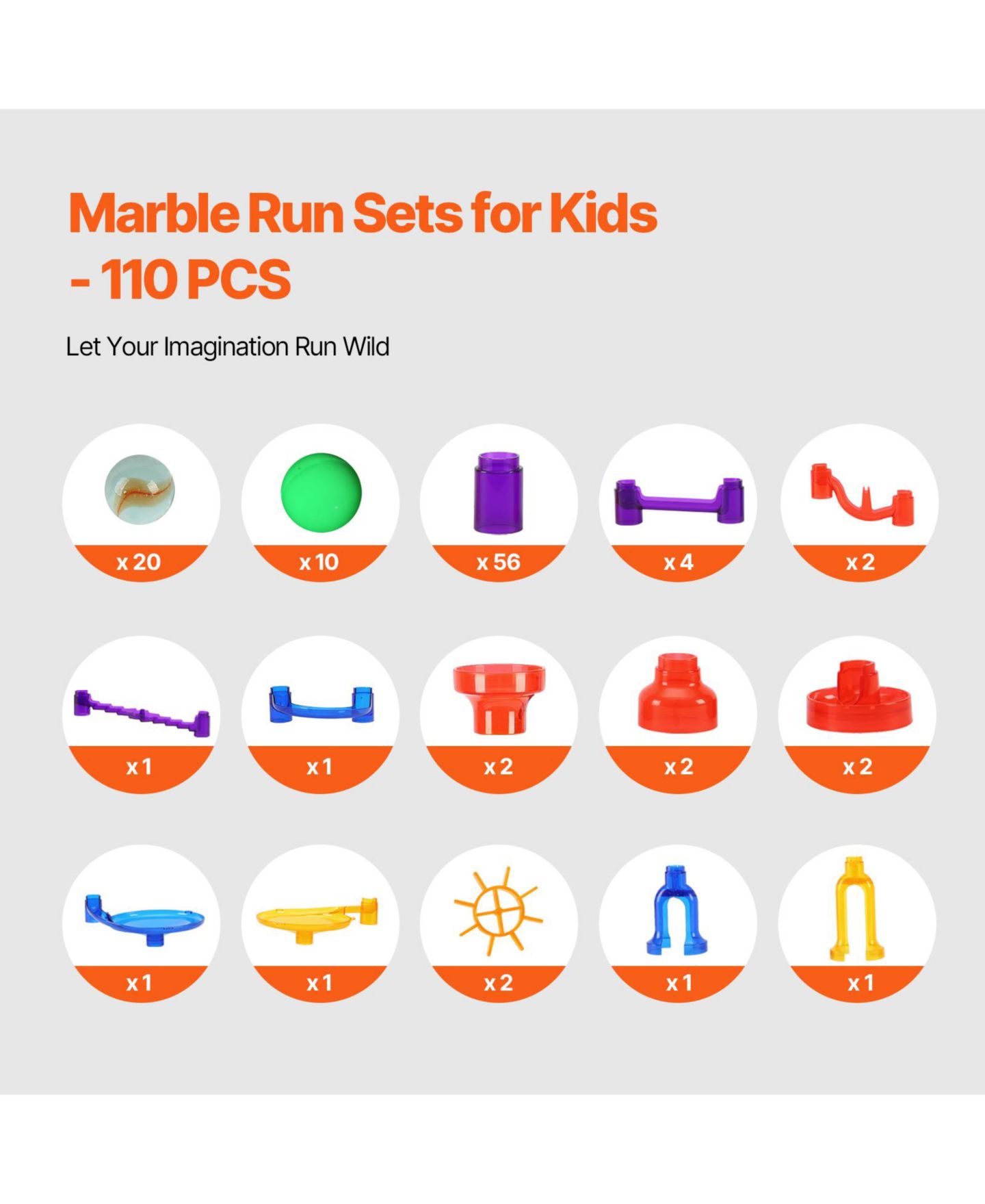 Детский конструктор SUGIFT Glow-in-the-Dark Easy-Connect 110-Piece Marble Run Building Set, Ages 3+, цвет: Assorted Pre-Pack — фото 6