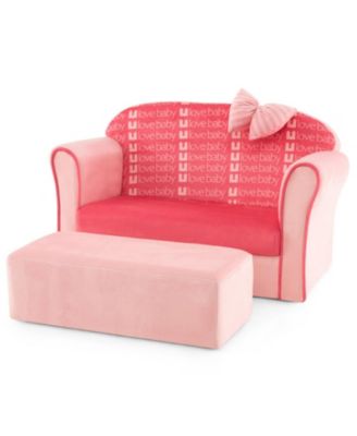 Ultra Soft Velvet Toddler Loveseat Couch with Matching Footrest Ottoman