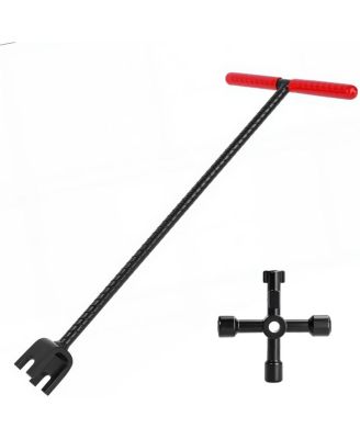 Water Meter Key Steel Shut Off Tool T-handle Valve 4 Way Cross
