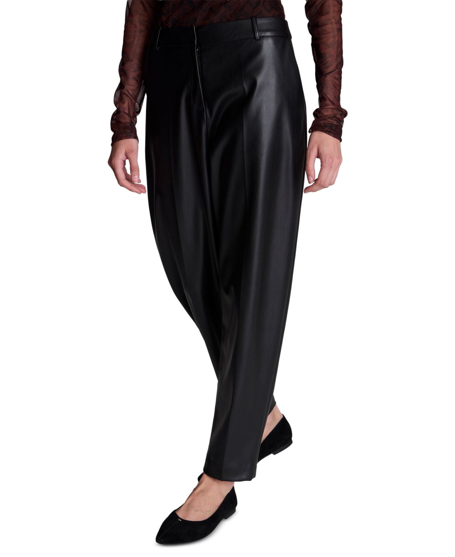 Women's Faux Leather High-Rise Barrel Leg