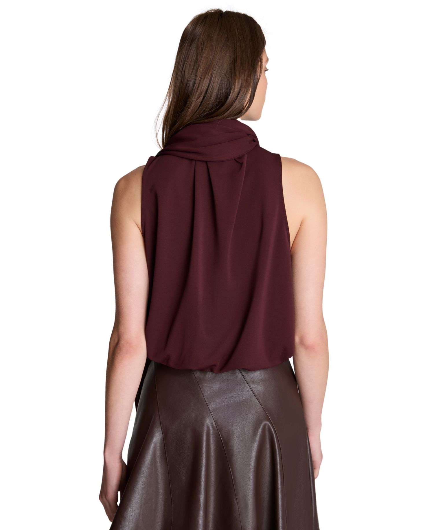 Women's Scarf Neck Sleeveless Pullover