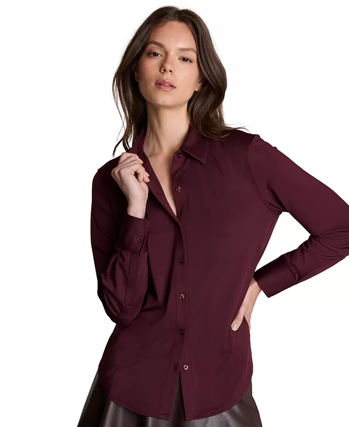 Women's Metro Knit Long Sleeve Button Front Shirt - thumbnail 2