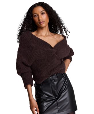 Women's Asymmetric Twist Neck Sweater