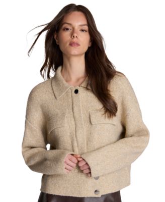 Women's Ribbed-Knit Long-Sleeve Utility Jacket