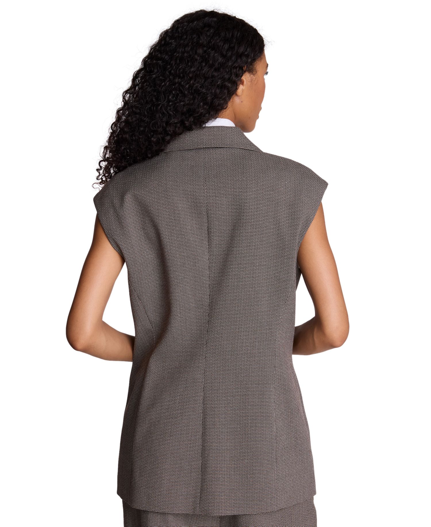 Women's Zipper Pocket Button Front Sleeveless Vest with Removable Shirt