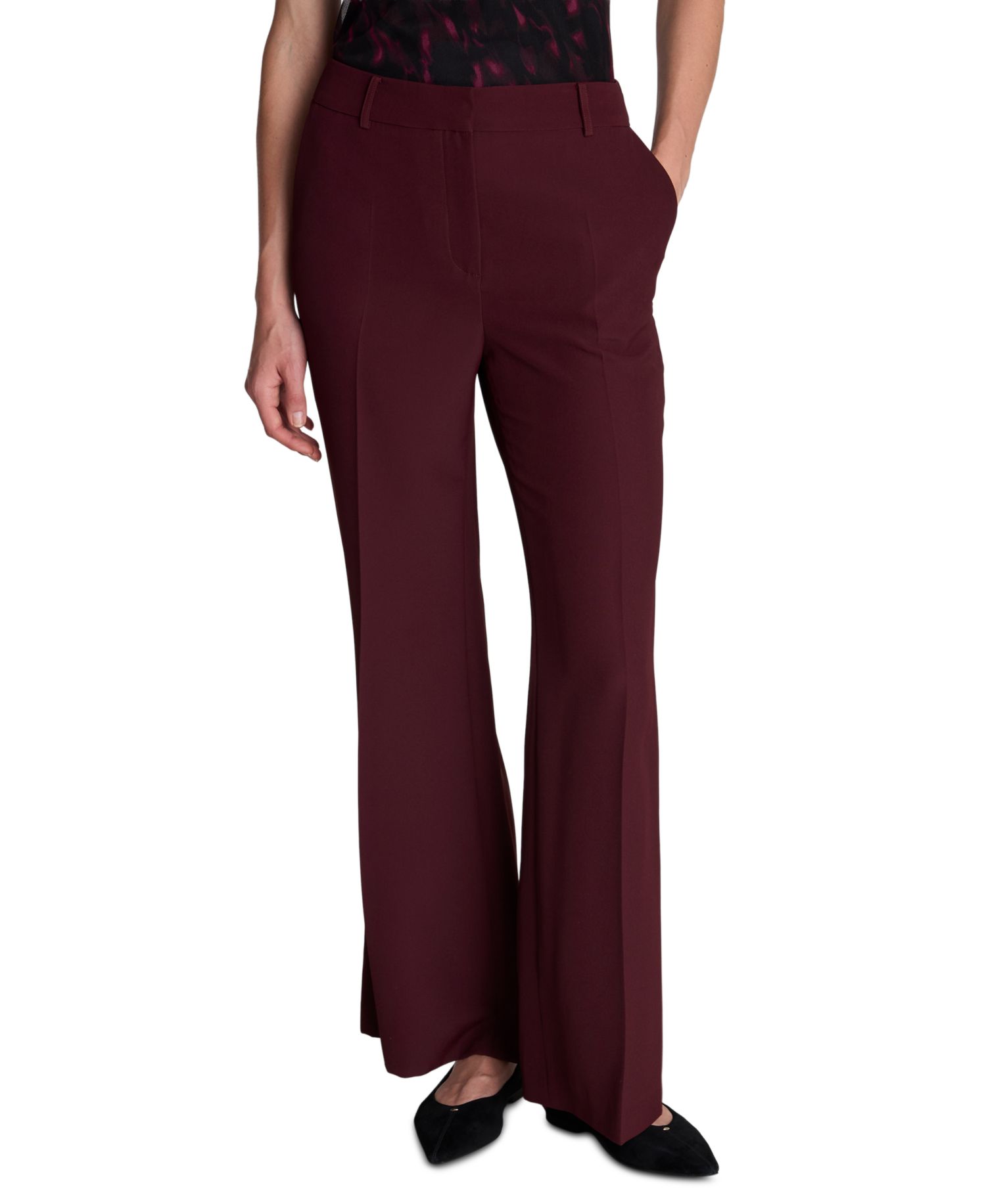 Women's Fly Front Back Zipper Flare Pant